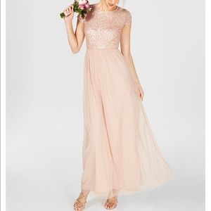 Adrianna Papell blush sequin gown